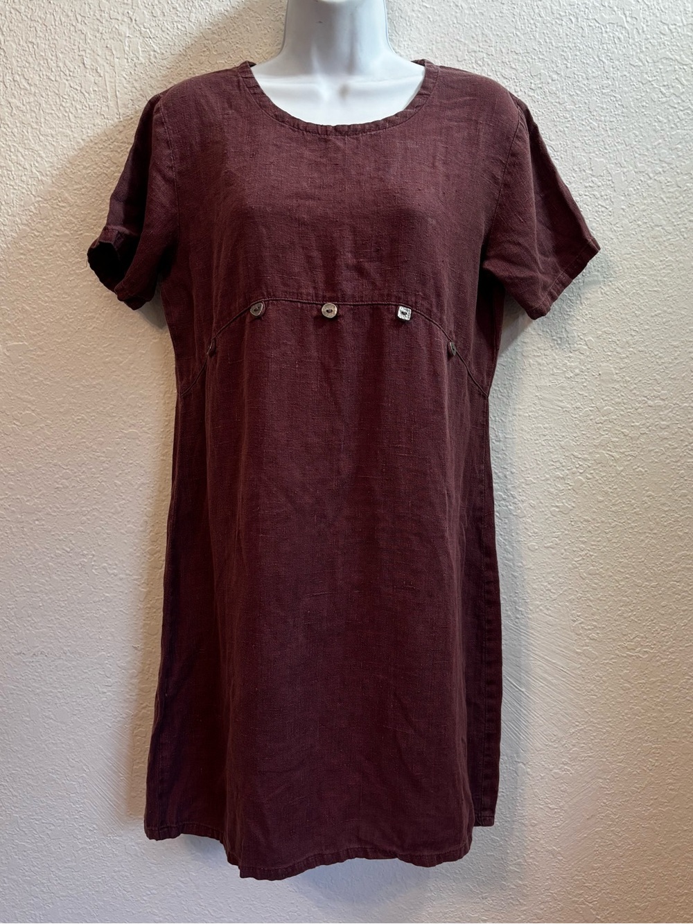J. Jill Earthy Linen Short Sleeve Shift Dress Small
